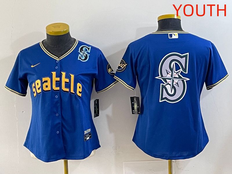 Youth 2025 Seattle Mariners Blank Blue City Edition Nike MLB Jersey style 8->youth mlb jersey->Youth Jersey